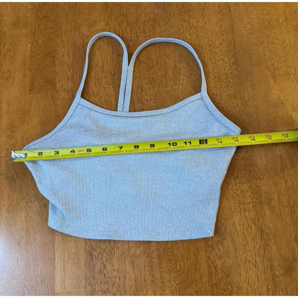 Alo Yoga Women's Ribbed T-Back Crop Tank Top Heather Grey Size Small
